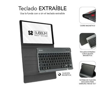 FUNDA + TECLADO TABLET KEYTAB PROBT SAMSUNG TAB A8 10.5" X200/X205 NEGRO SUBBLIM